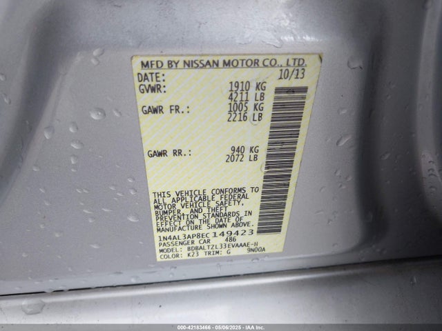 1N4AL3AP8EC149423 Nissan Altima 2.5/2.5 S/2.5 Sl/2.5 Sv