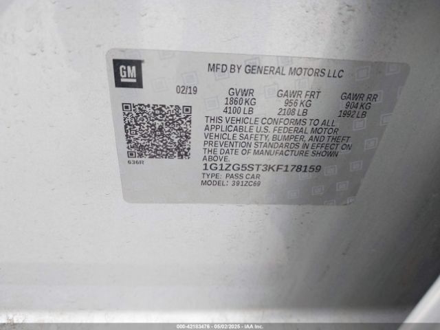 1G1ZG5ST3KF178159 Chevrolet MALIBU RS