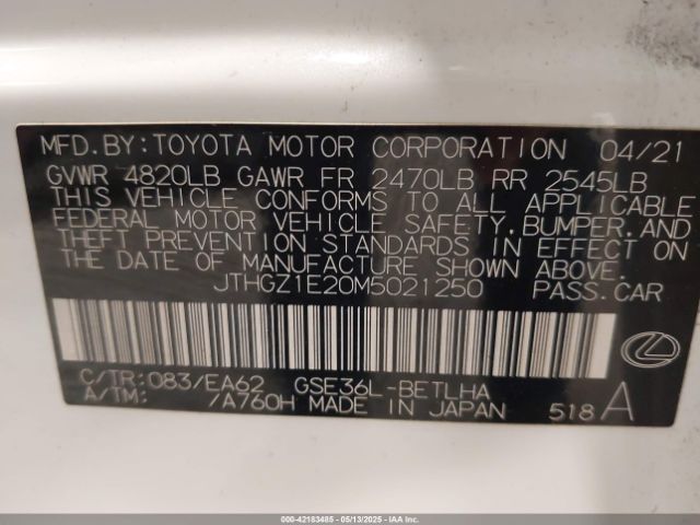 2021 LEXUS IS 350 JTHGZ1E20M5021250 Photo 8