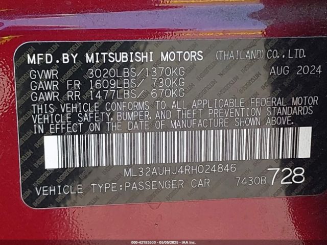 ML32AUHJ4RH024846 Mitsubishi Mirage Es/le
