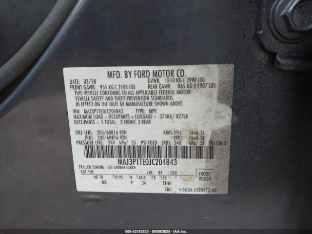 MAJ3P1TE0JC204843 Ford Ecosport Se