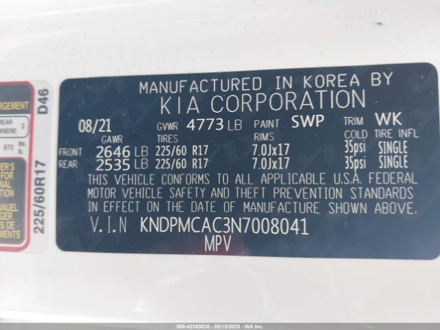 KNDPMCAC3N7008041 KIA gdi theta-ii