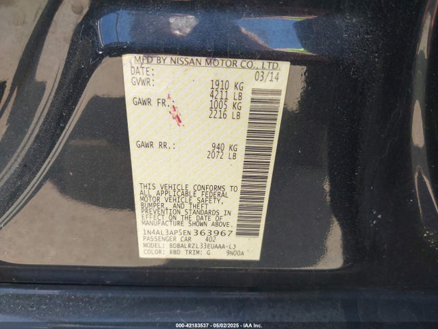 1N4AL3AP5EN363967 Nissan Altima 2.5 S