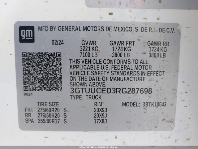3GTUUCED3RG287698 GMC l84
