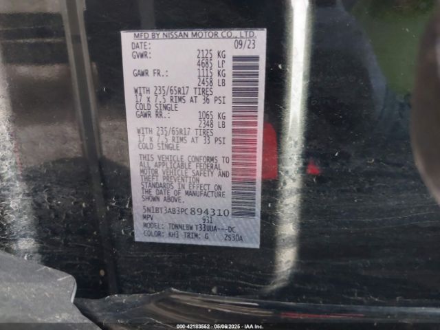 5N1BT3AB3PC894310 Nissan Rogue S Intelligent Awd