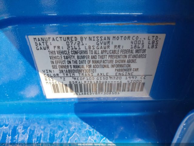 3N1AB8DV8MY308101 Nissan Sentra Sr Xtronic Cvt
