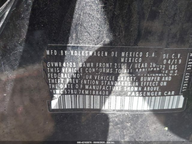 3VWC57BU7KM188438 Volkswagen Jetta 1.4t R-line/1.4t S/1.4t Se