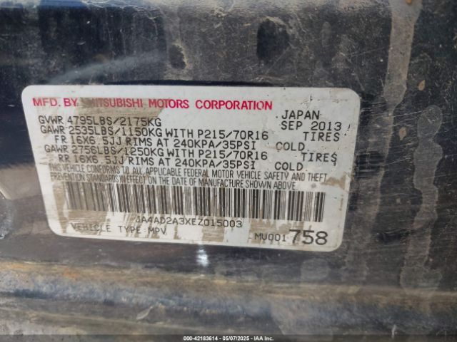 2014 MITSUBISHI OUTLANDER JA4AD2A3XEZ015003 Photo 8