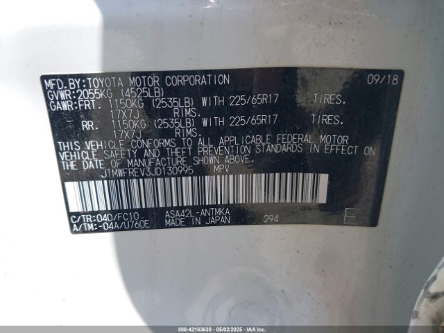 JTMWFREV3JD130995 Toyota Rav4 Xle