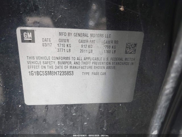 1G1BC5SM8H7235853 Chevrolet Cruze Ls Auto