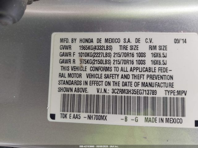 3CZRM3H35EG713789 Honda CR-V LX