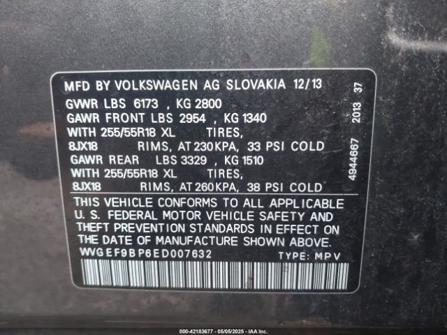 2014 VOLKSWAGEN TOUAREG WVGEF9BP6ED007632 Photo 8