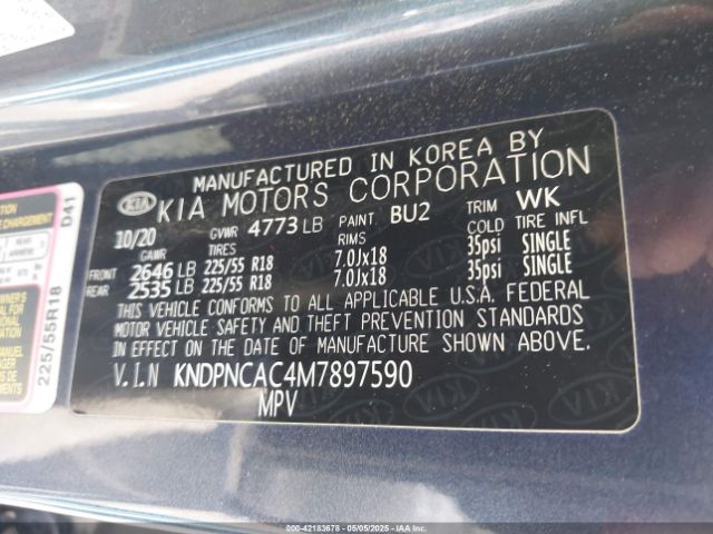 KNDPNCAC4M7897590 KIA Sportage Ex