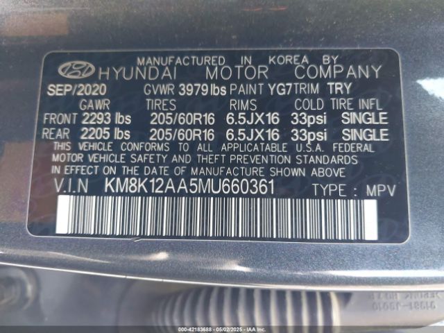 2021 HYUNDAI KONA KM8K12AA5MU660361 Photo 8