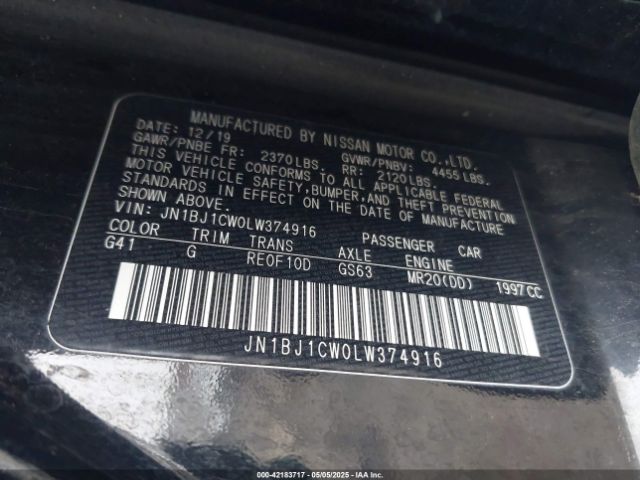 JN1BJ1CW0LW374916 Nissan Rogue Sport S Awd Xtronic Cvt