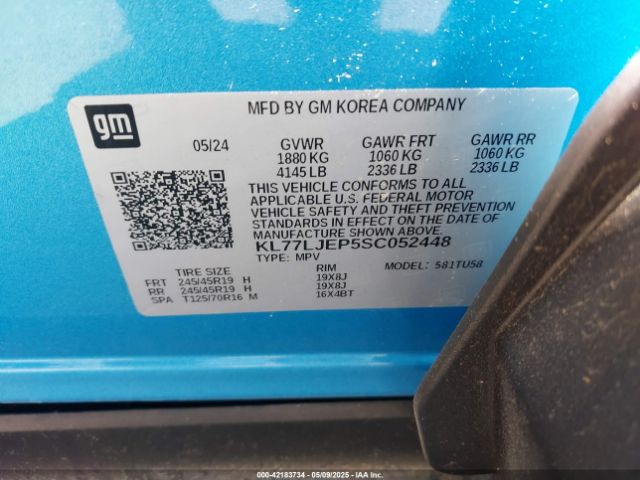 KL77LJEP5SC052448 Chevrolet Trax Fwd 2rs