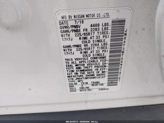 JN8AT2MTXGW018187 Nissan 2016