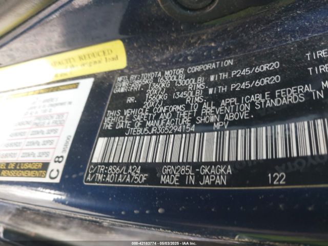JTEBU5JR3G5294154 Toyota 4runner Limited