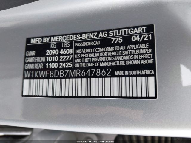 W1KWF8DB7MR647862 Mercedes-Benz C 300 Sedan