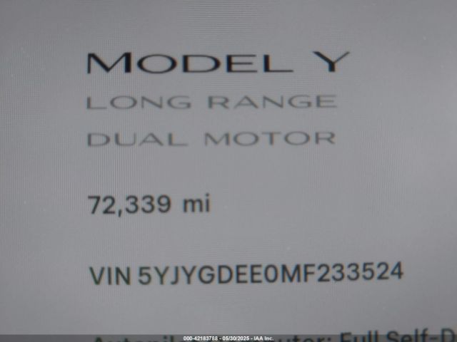 2021 TESLA MODEL Y 5YJYGDEE0MF233524 Photo 8