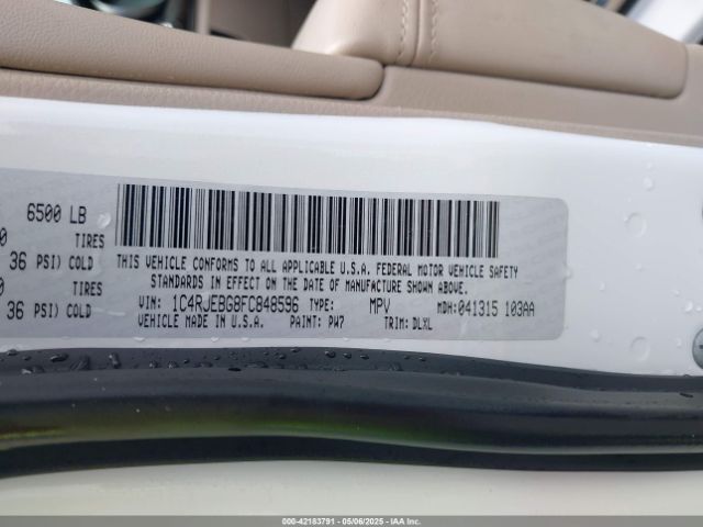 1C4RJEBG8FC848596 Jeep Grand Cherokee Limited