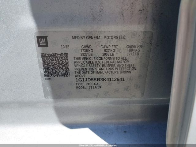 1G1JD5SB3K4112641 Chevrolet Sonic Lt Auto