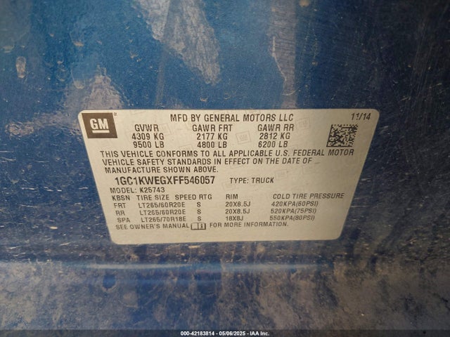 1GC1KWEGXFF546057 Chevrolet Silverado 2500hd Ltz