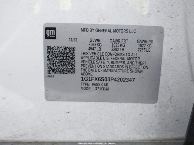 1G1FX6S03P4202347 Chevrolet Bolt Ev Fwd 2lt