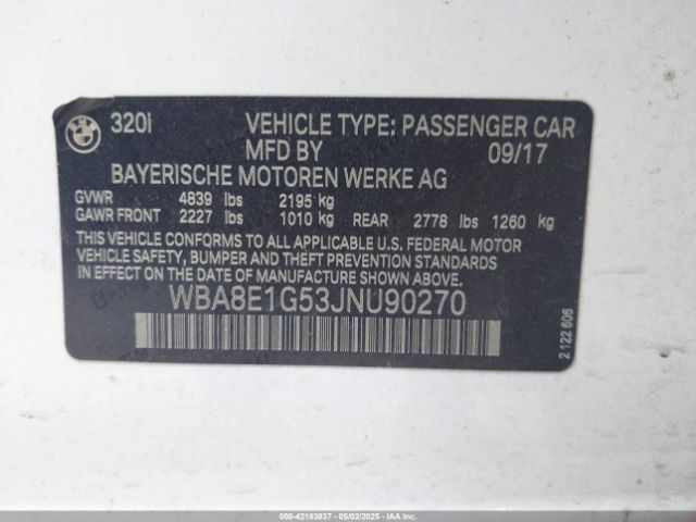 WBA8E1G53JNU90270 BMW 320i