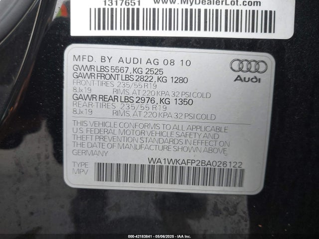 2011 AUDI Q5 WA1WKAFP2BA026122 Photo 8