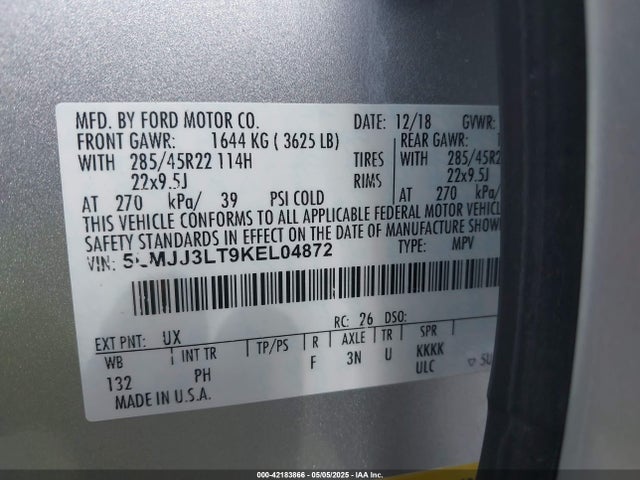 5LMJJ3LT9KEL04872 Lincoln gtdi