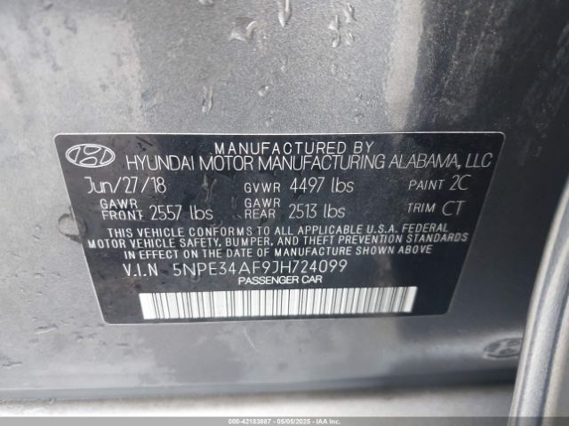 5NPE34AF9JH724099 Hyundai Sonata Limited