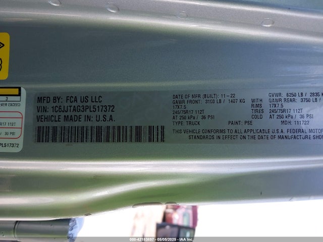 1C6JJTAG3PL517372 Jeep Gladiator