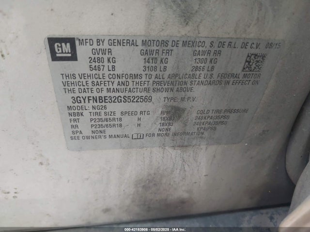 2016 CADILLAC SRX 3GYFNBE32GS522569 Photo 8