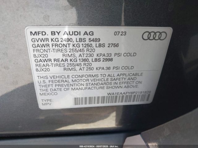 2023 AUDI Q5 WA1EAAFY6P2191826 Photo 8
