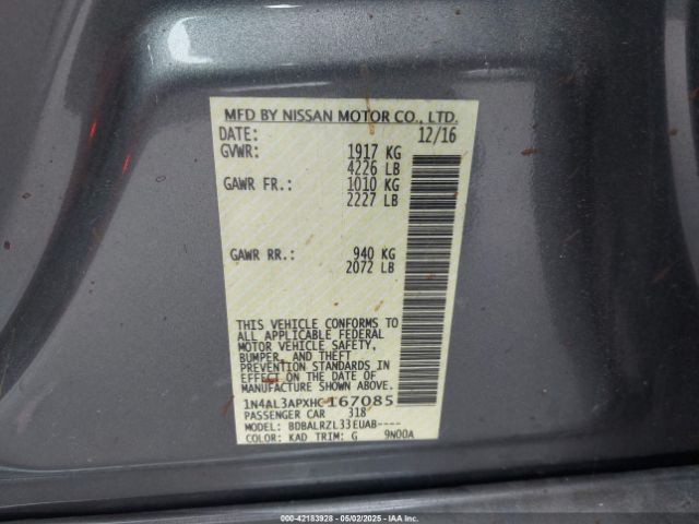 2017 NISSAN ALTIMA 1N4AL3APXHC167085 Photo 8
