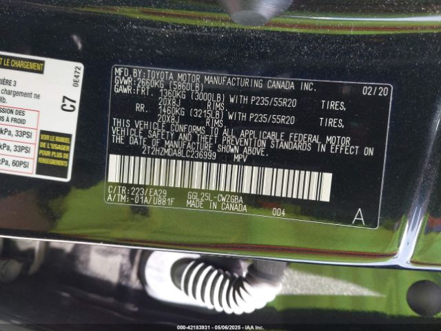 2T2HZMDA8LC236999 Lexus RX 350