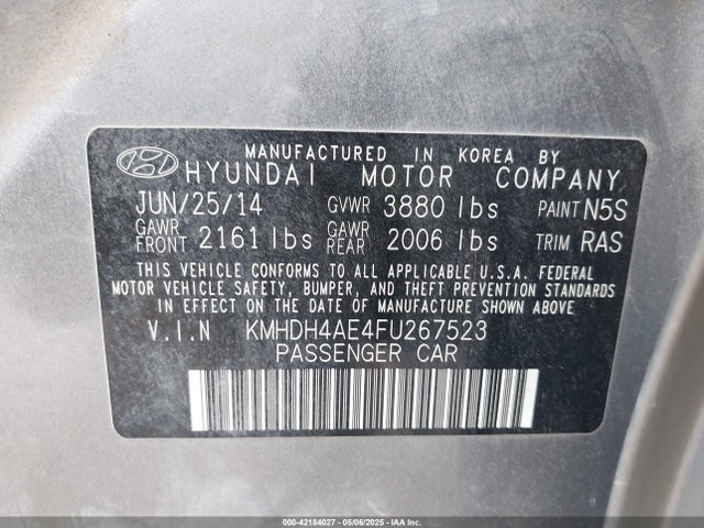 KMHDH4AE4FU267523 Hyundai dohc mpi nu
