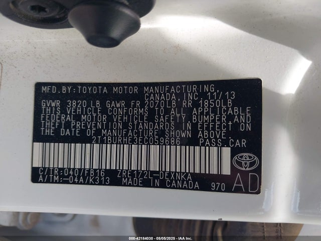 Toyota COROLLA LE 2014 2T1BURHE3EC059686 Image 9