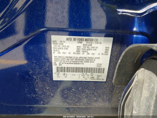2FMTK4G99FBB95179 Ford EDGE SE
