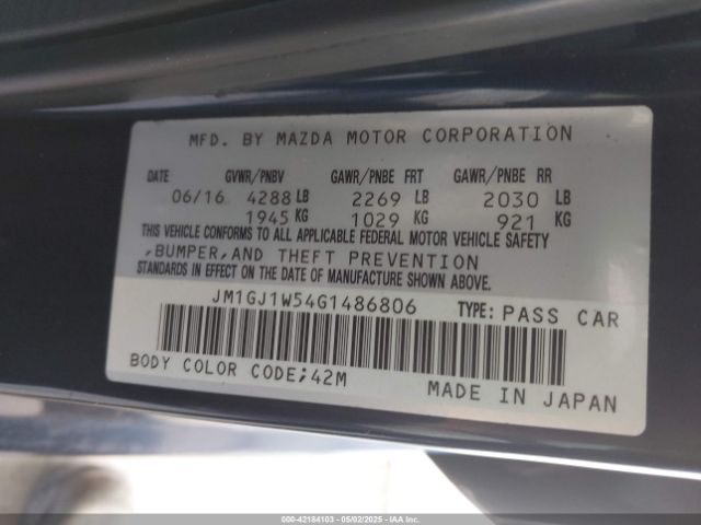 JM1GJ1W54G1486806 Mazda Mazda6 I Grand Touring