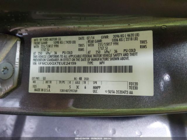 1FMCU0GX7EUE24159 Ford ESCAPE SE