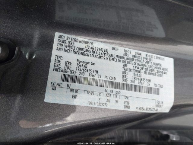 1FADP3E28EL206848 Ford FOCUS S