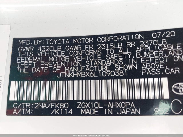 JTNKHMBX6L1090381 Toyota 3zr-fae