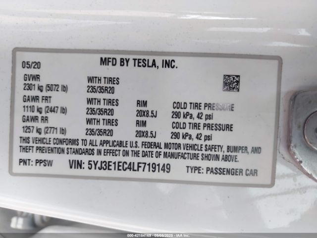 2020 TESLA MODEL 3 5YJ3E1EC4LF719149 Photo 8