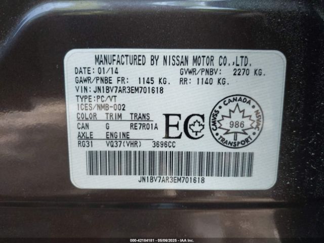 JN1BV7AR3EM701618 Infiniti Q50 Premium/sport