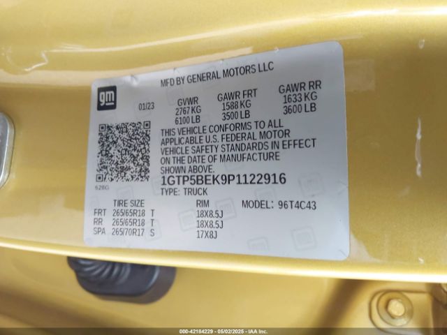 1GTP5BEK9P1122916 GMC Canyon 2wd  Short Box Elevation