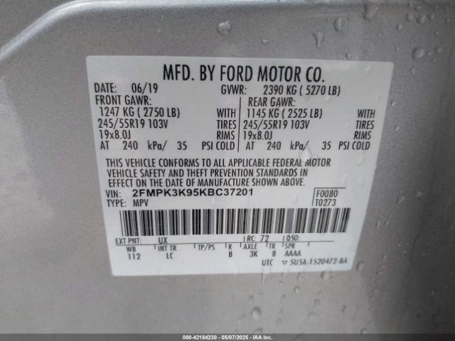 2019 FORD EDGE 2FMPK3K95KBC37201 Photo 8