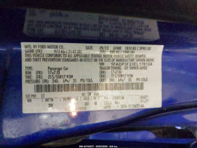 1FADP3F23EL176124 Ford FOCUS SE