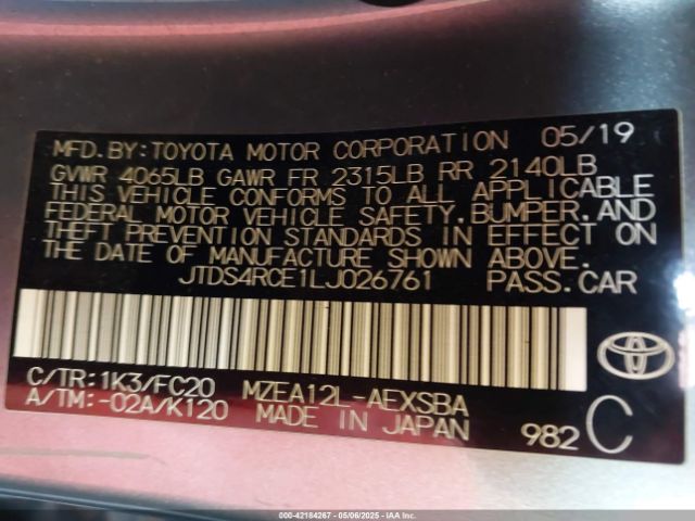 JTDS4RCE1LJ026761 Toyota m20-fks